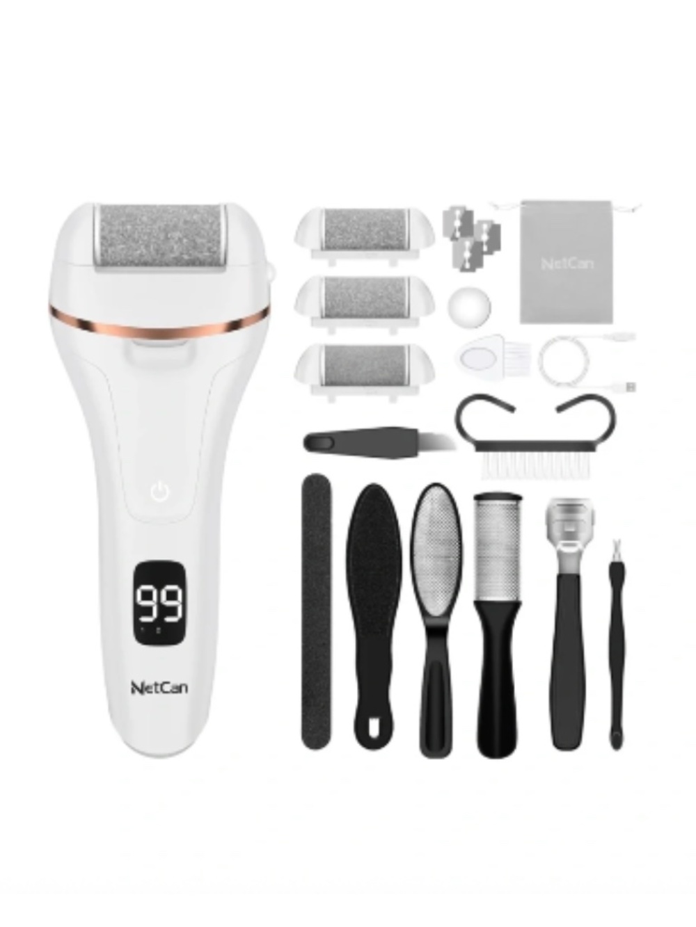 White Rechargeable Cordless Callus Remover Large Kit